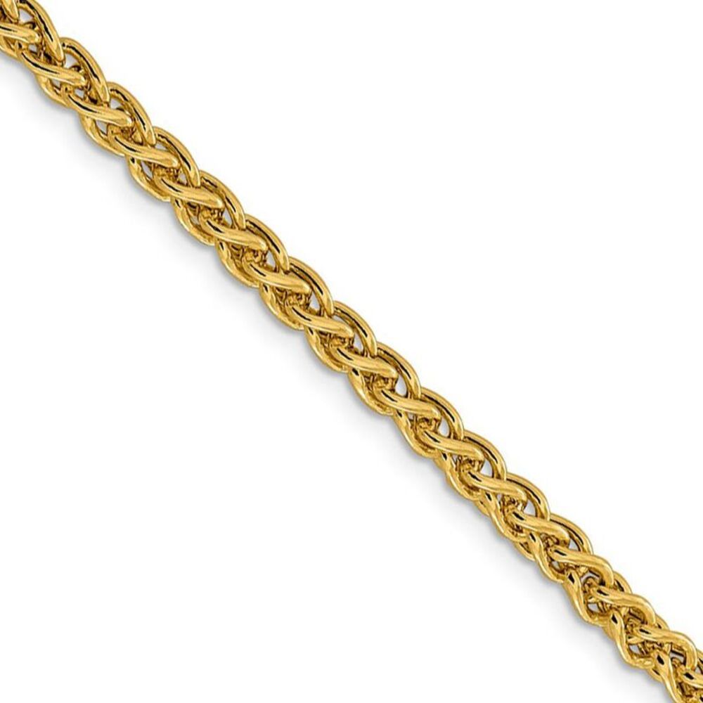 4mm 14k Yellow Gold Hollow Wheat Chain Necklace, 22 Inch